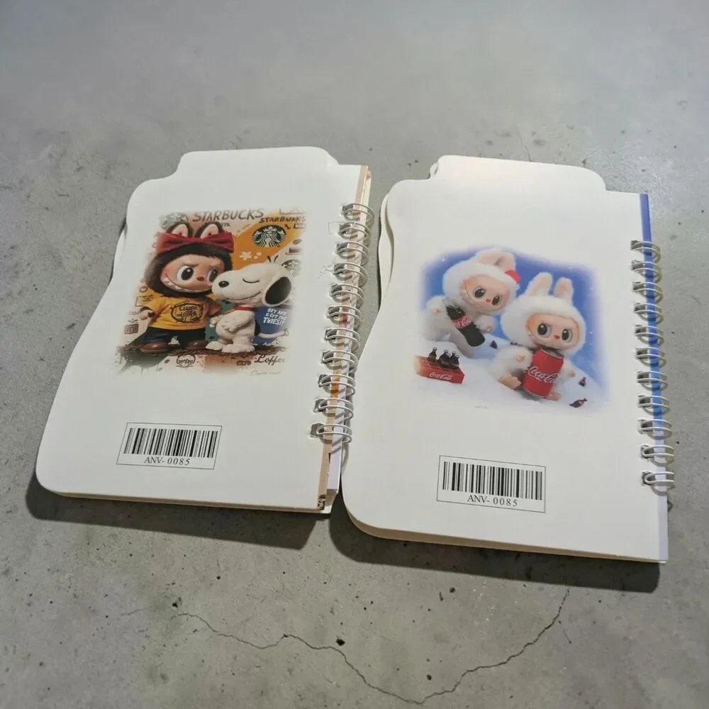 Mini Spiral Mirror Notebooks Set of 2, Labubu Style, Snoopy, Coca-Cola Starbucks